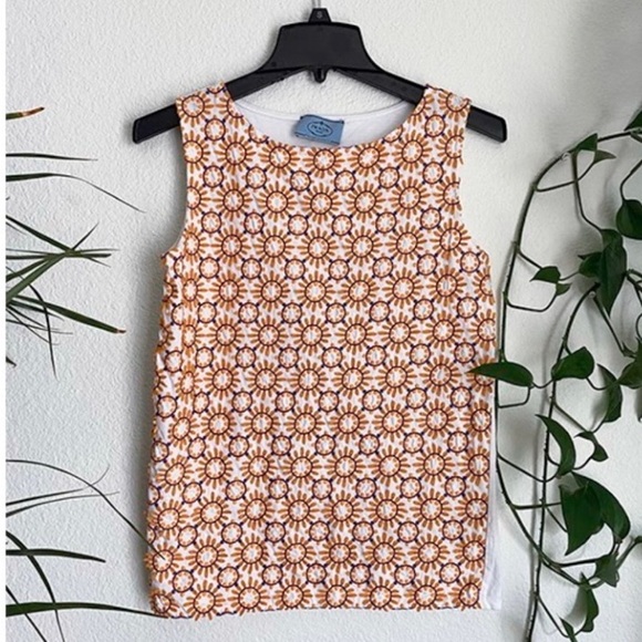 PRADA Milano embroidered Geometric Sunshine sleeveless top - Picture 1 of 4